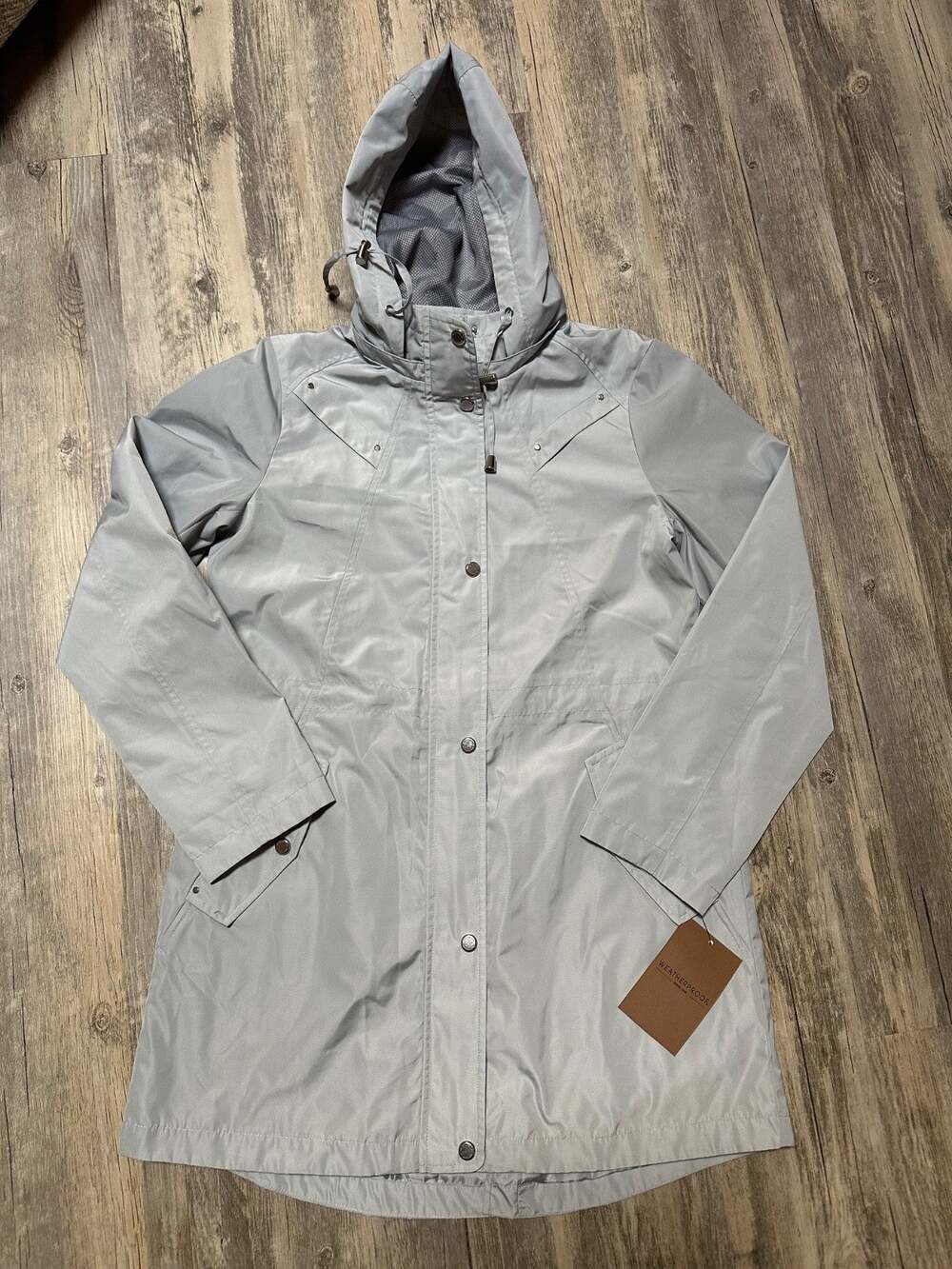 Weatherproof Anorak Jacket Silver Hooded Relaxed Water Resistant Women's Small